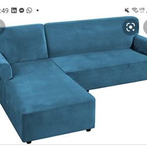 Magic Sofa Cover for small couch with chaise.  2 pcs with foam stcks